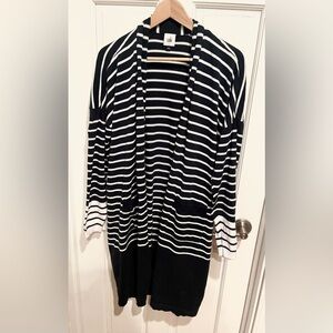 CAbi Navy and White Striped Women’s Cardigan L